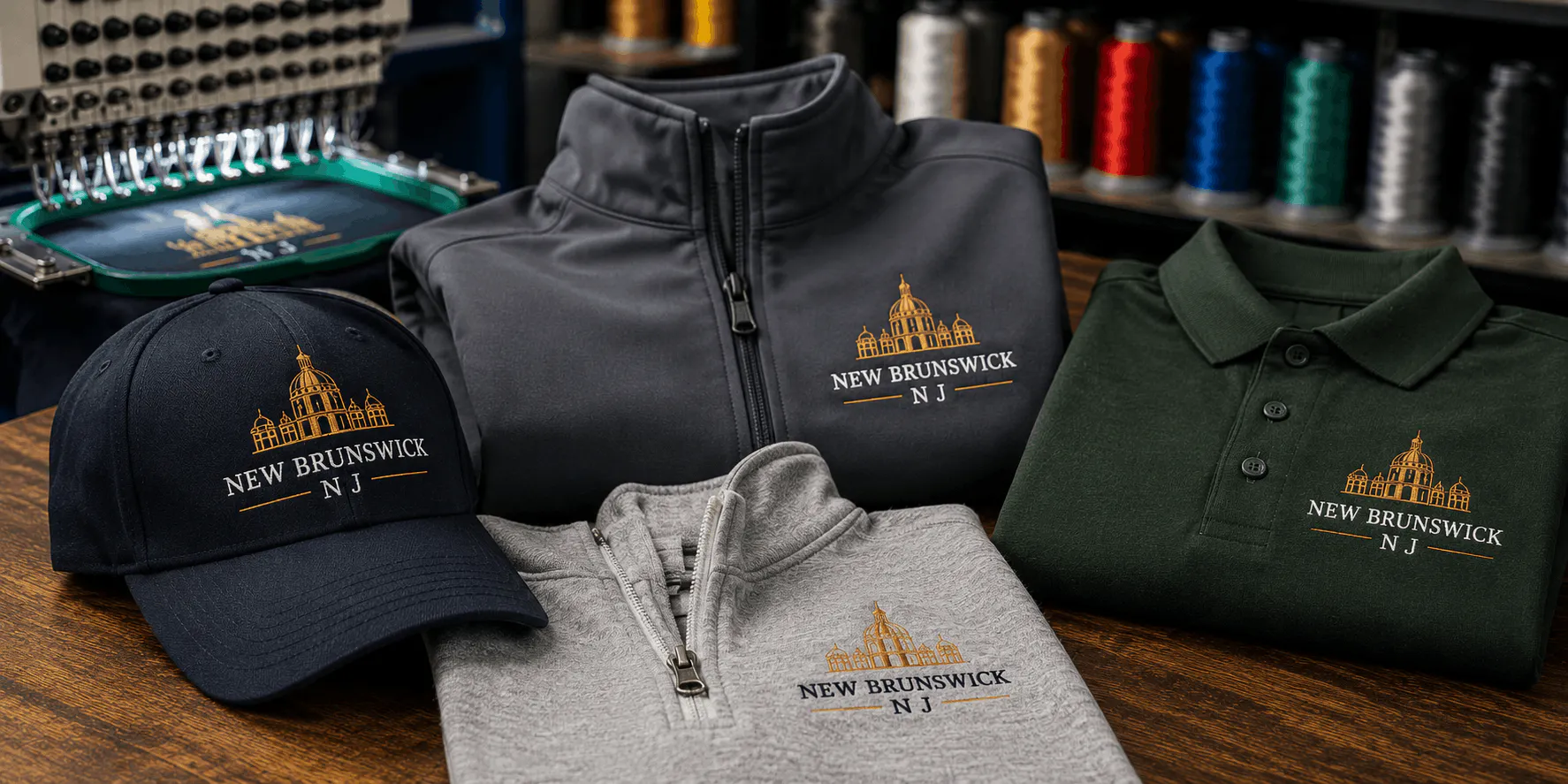 New Brunswick Custom Embroidery Custom Hats Embroidered Business Polo Business Quarter Zip