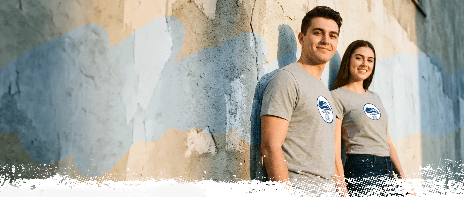 Business professionals wearing Tshirts with business logo