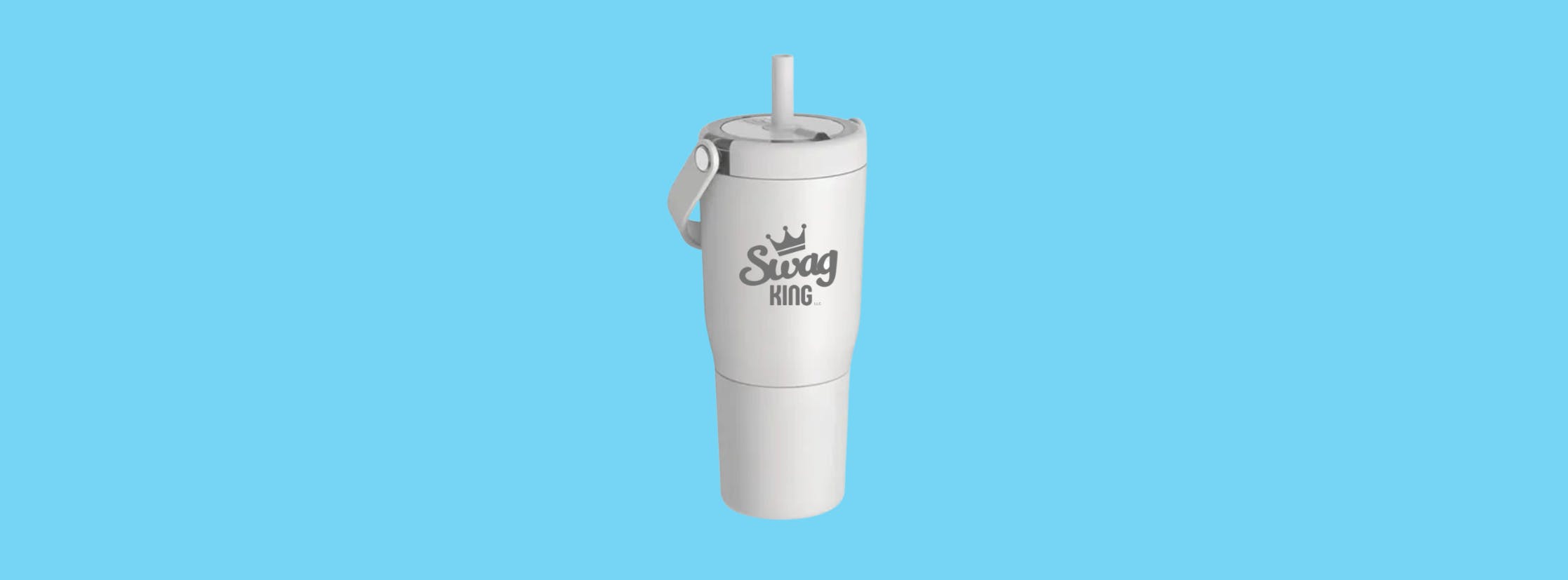 drinkware on light turquoise background