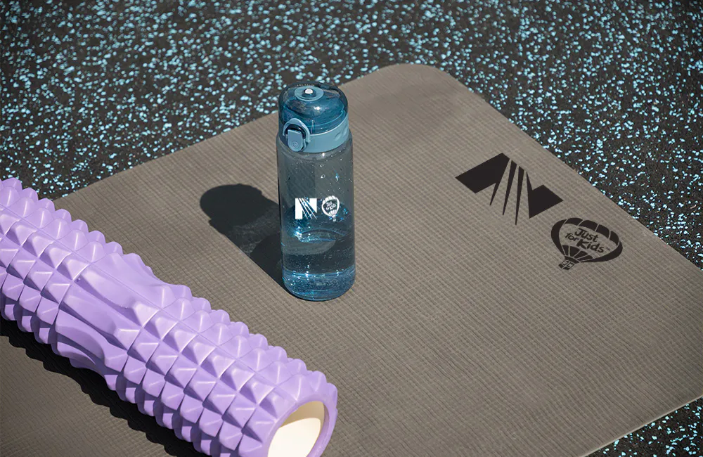 yoga mat and water bottle