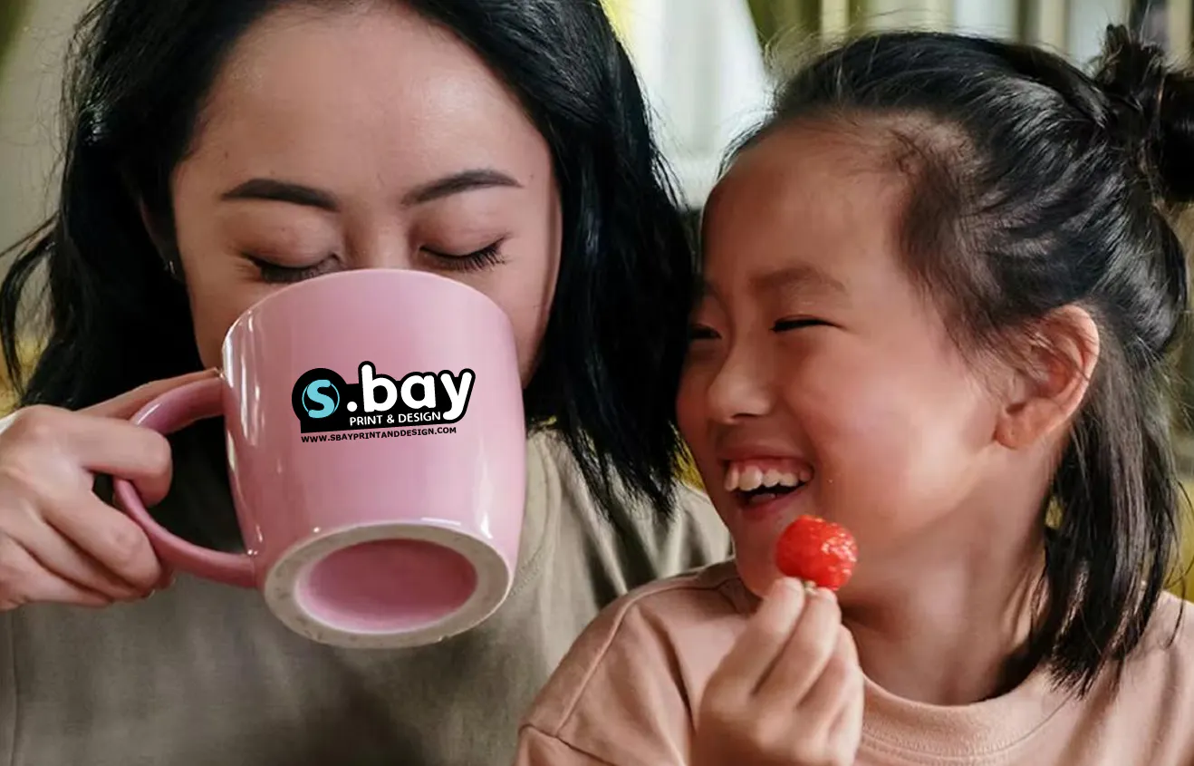 mom drinking coffee with daughter