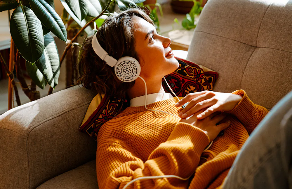 woman wearing headphones