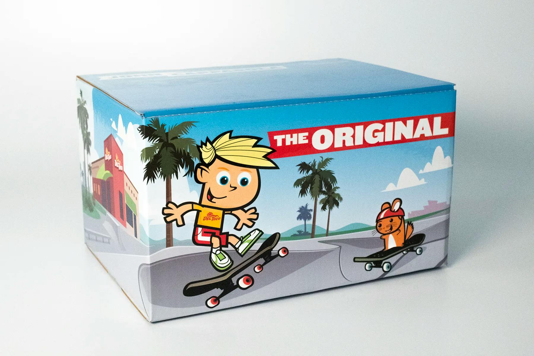 custom box in blue with little boy cartoon