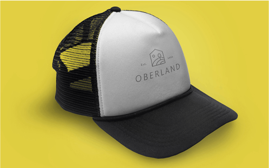 Black and white hat on a yellow background
