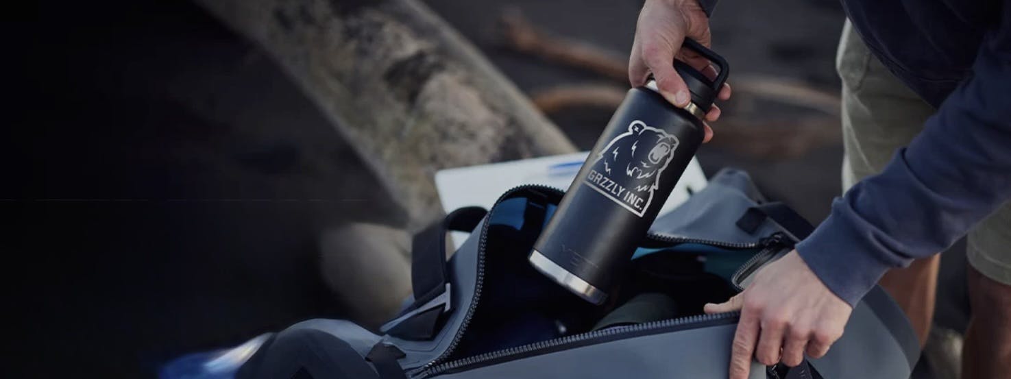 Yeti bottle with custom engraved logo