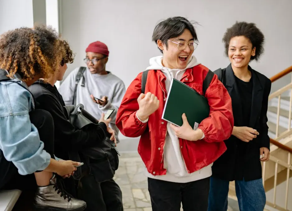 College kids smiling