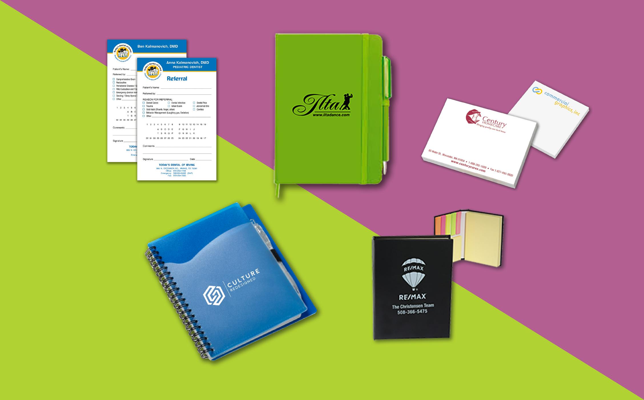 color notebooks and postits 