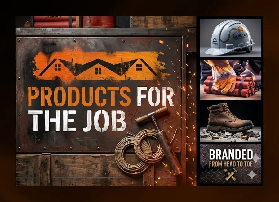 products for the job wording and pics of construction wear
