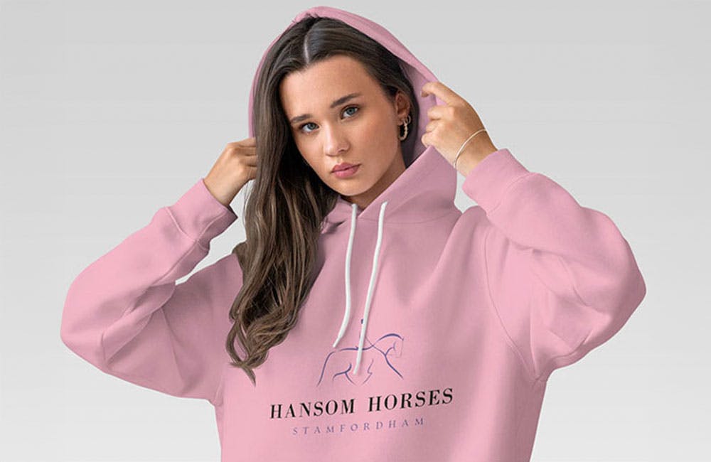 Woman in pink hoodie