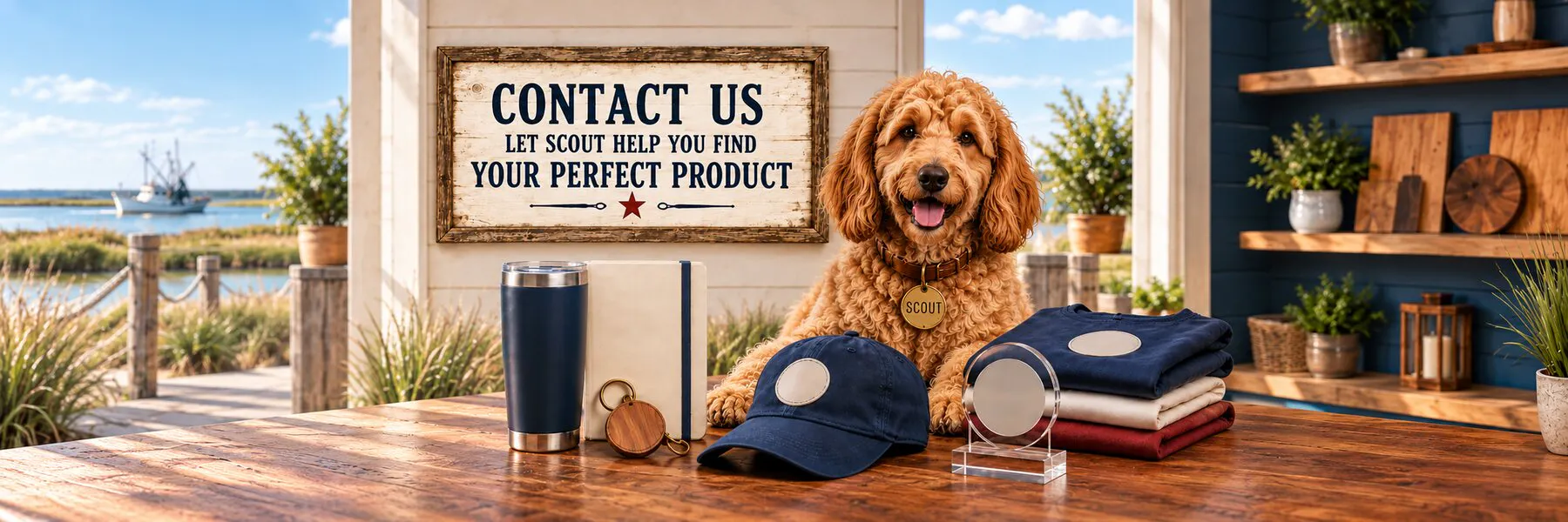 Scout helping customers find custom products at Johnnies Originals