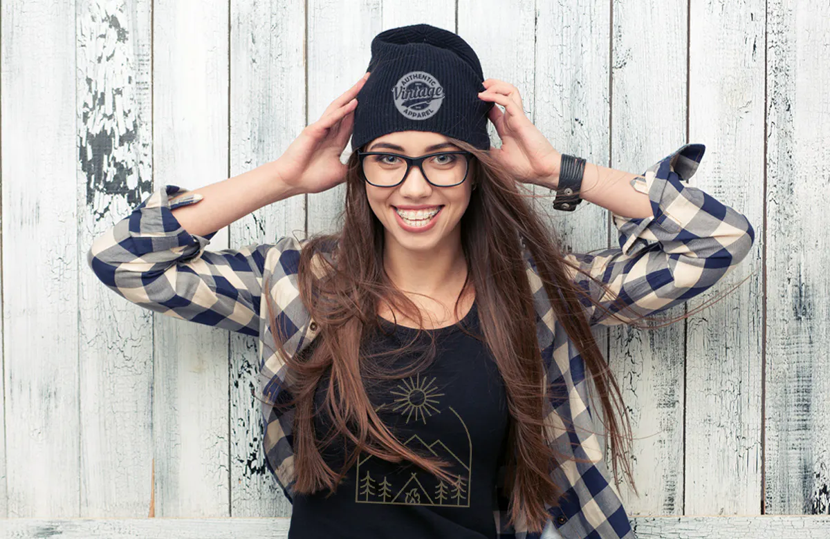 woman in branded apparel