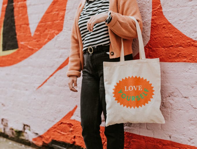 green tote bag