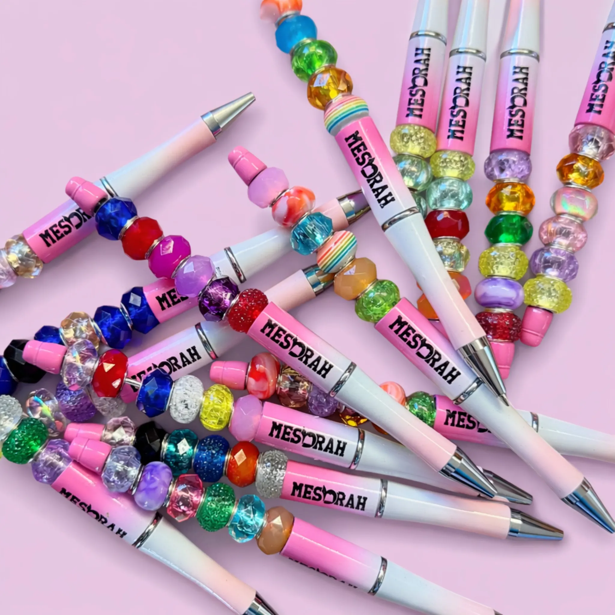 one blue pen and one red pen