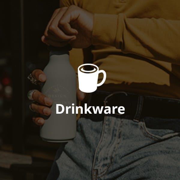 man holding logoed tumbler