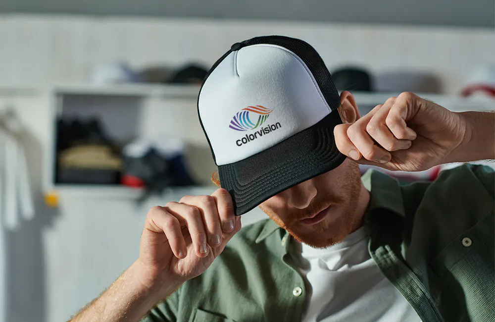 black and white hat