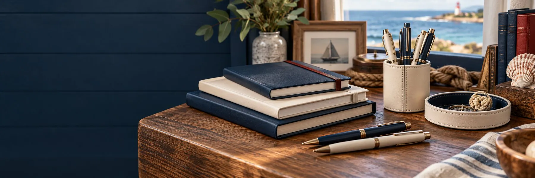 Coastal promotional pens notebooks and office accessories