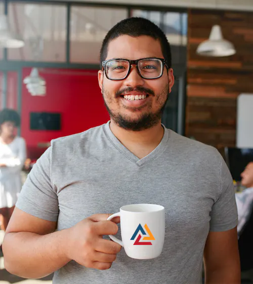 Man holding coffee mug