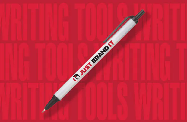 Branded writing instruments including pens and pencils for trade shows and business promotions